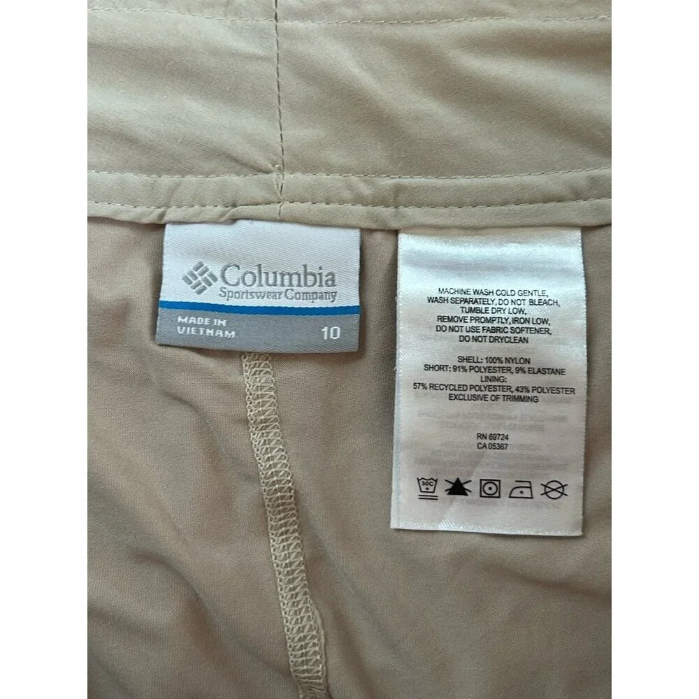 Columbia Omni-Shade Skort/Skirt with Shorts - Stretch +‎ Pockets Beige Size 10